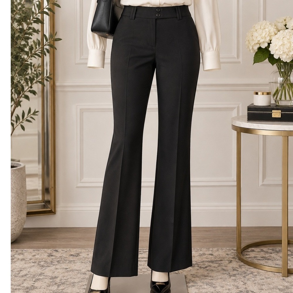 BCBGMAXAZRIA Kristen Black Flare Wide Leg Dress Pants Trousers Size 2 Office